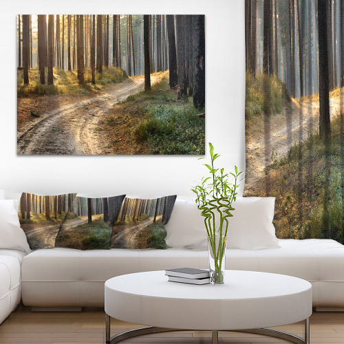 Designart PT9737-20-12 Road in Thick Morning Forest Landscape Photo Canvas Art Print, 12" H x 20" W x 1" D 1P, Brown Designart PT9737-20-12 Road in Thick Morning Forest Landscape Photo Canvas Art Print, 12" H x 20" W x 1" D 1P, Brown