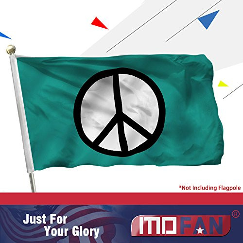 MOFAN Peace Symbol Flag (Green) Polyester Nicely Stitched and Vivid Bright Color World Peace Flag Banner with 2 Solid Brass Grommets 3x5 Ft Indoor/Outdoor Decoration
