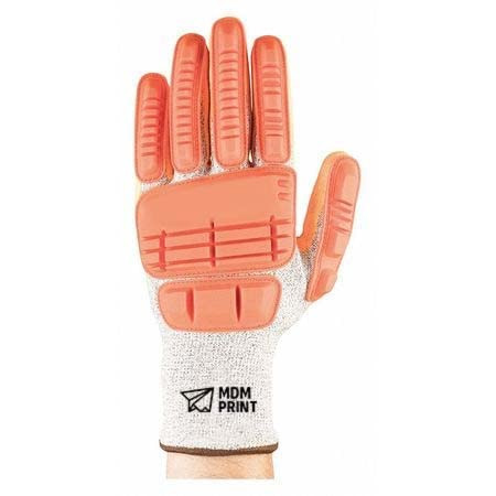 Hi-Vis Cut Resistant Impact Coated Gloves, A4 Cut Level, Nitrile, 9, 1 PR