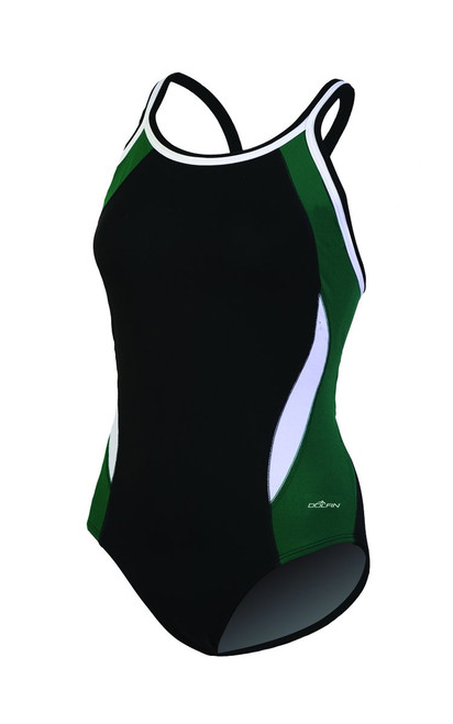 Dolfin Women's Color Block DBX Back 1-Piece Black/Green/White 36