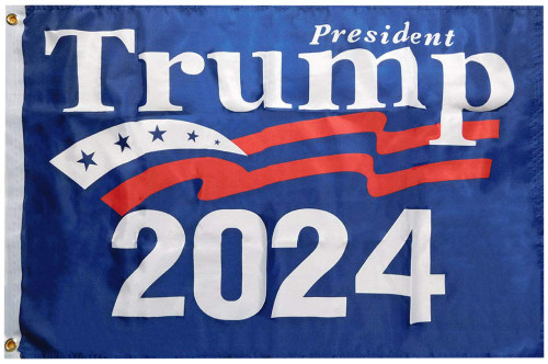 President Trump 2024 Blue Premium Quality Heavy Duty Fade Resistant 100D Woven Poly Nylon 5x8 5'x8' Flag Banner Grommets