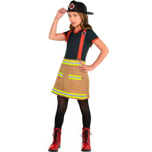 amscan Girl Firefighter Costume - Child Small 4-6, 1 Pc, Black