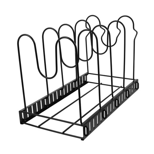 GRIRIW Pan Storage Rack Pot Lid Holder Pot Rack Organizer Black Pots Lid Organizer Holder Cutting Board Skillet Rack Organizer Cabinet Storage Shelf Hot Lid Holder Iron Vertical Cover