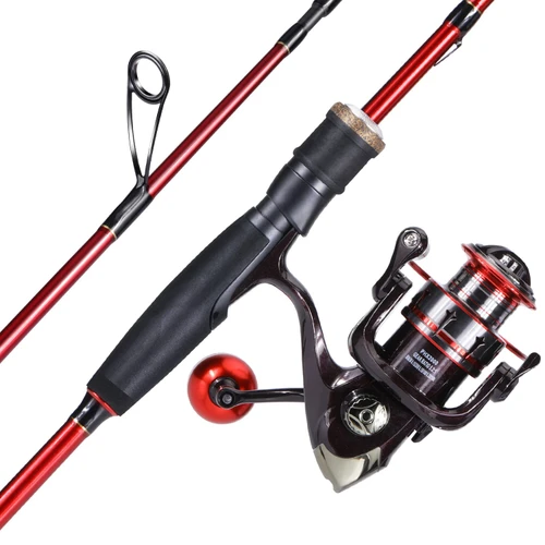 Sougayilang Fishing Rod and Reel Combo, 2Pc Fishing Pole, Spinning Rod Combo, for Families for Saltwater and Freshwater-6.9ft&PHX2000-Red