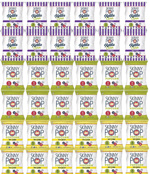 Skinny Pop Popcorn Variety Pack - Snack Bags Assortment Care Package (36 Count) - Woody's World