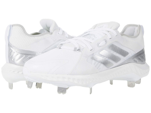 adidas Women's FV9038 Baseball Shoe, Footwear White/Silver Metallic/Grey One, 12.5
