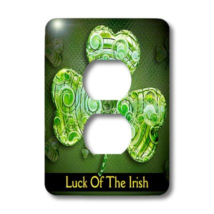 3dRose lsp_41919_6 Text Luck Of The Irish. Chic Clovers 2 Plug Outlet Cover Green