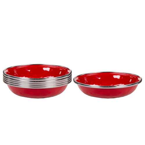 Golden Rabbit Enamelware - Solid Red Pattern - Set of 6-4oz Tasting Dishes