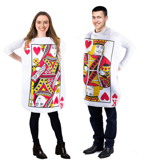 Tigerdoe - Poker Cards Costume - Couple Costume - Chess Piece Hats - King & Queen of Hearts (2 Pk Card Costume)