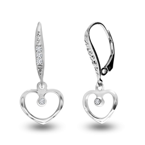 LeCalla Flaunt Sterling Silver Jewelry 0.15 Carat Diamond Heart Dangle Earrings for Teens and Women LeCalla Flaunt Sterling Silver Jewelry 0.15 Carat Diamond Heart Dangle Earrings for Teens and Women