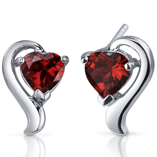 Peora Garnet Heart Stud Earrings in 925 Sterling Silver, Angel Wing Design, Natural Gemstone Birthstone, 2 Carats total, Friction Backs Peora Garnet Heart Stud Earrings in 925 Sterling Silver, Angel Wing Design, Natural Gemstone Birthstone, 2 Carats total, Friction Backs