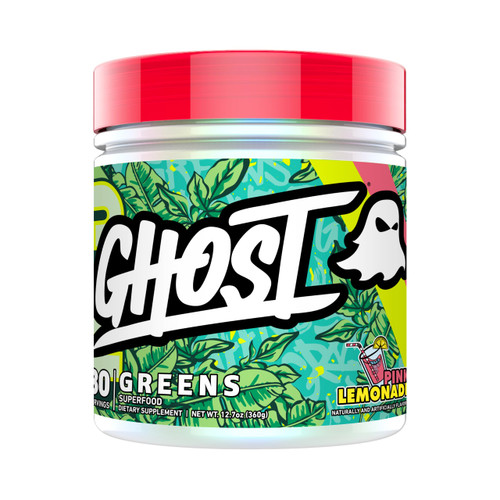 GHOST Greens Superfood Powder, Pink Lemonade - 30 Servings - 19 Super Greens & Reds, Fruits, Vegetables, Spirulina, & Chlorella, Prebiotics, 10 Billion CFU Probiotic & Digestive Enzymes - Gluten-Free