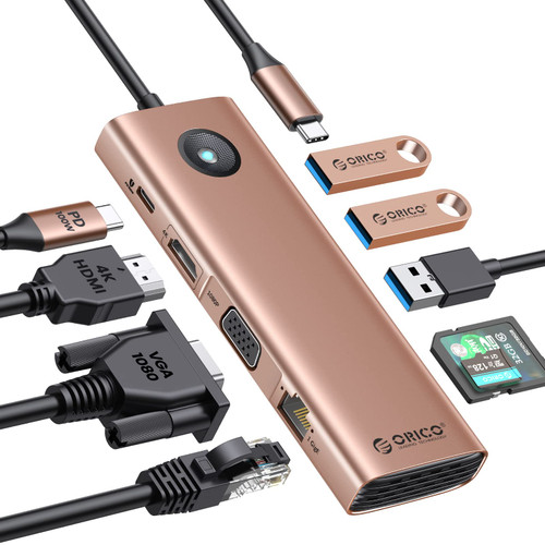 ORICO USB C Docking Station,9 in 1 USB C Dock with 1000Mbps with HDMI 4K+PD100W+3*USB3.0+Ethernet+SD/TF+VGA,USB C Multiport Adapter for MacBook/Dell/HP/Surface/Lenovo ORICO USB C Docking Station,9 in 1 USB C Dock with 1000Mbps with HDMI 4K+PD100W+3*USB3.0+Ethernet+SD/TF+VGA,USB C Multiport Adapter for MacBook/Dell/HP/Surface/Lenovo