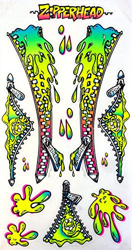 Rad Decalz - Zipperhead - Neon Zippers, Slime Monsters and Splats - 13 Sticker Decal Set