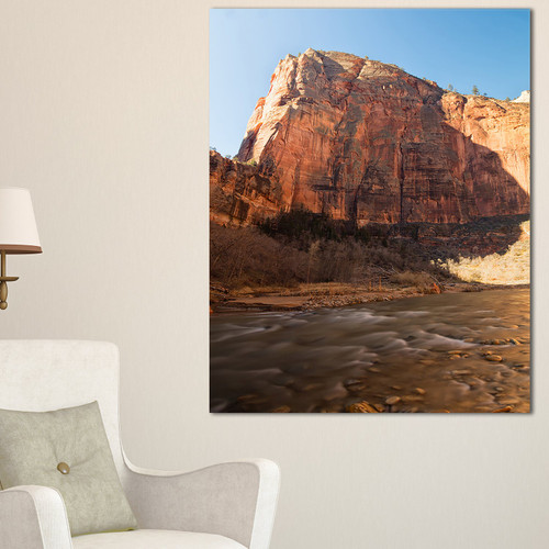 Designart PT8867-12-20 Glow of Morning-Landscape Photography Canvas Art Print-12x20, 20" H x 12" W x 1" D 1P, Brown