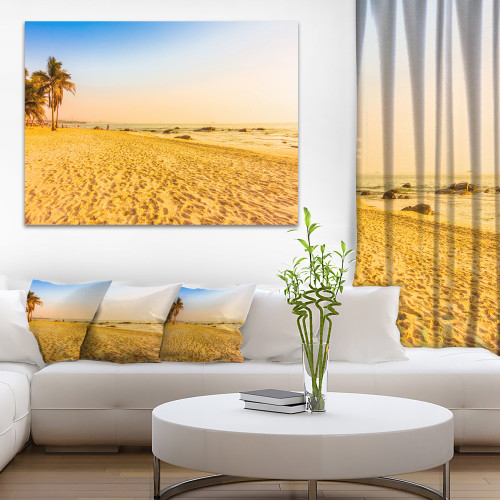Designart PT8982-20-12 Coconut Palm Trees on Beach-Landscape Photo Canvas Print-20x12, 12" H x 20" W x 1" D 1P, Brown