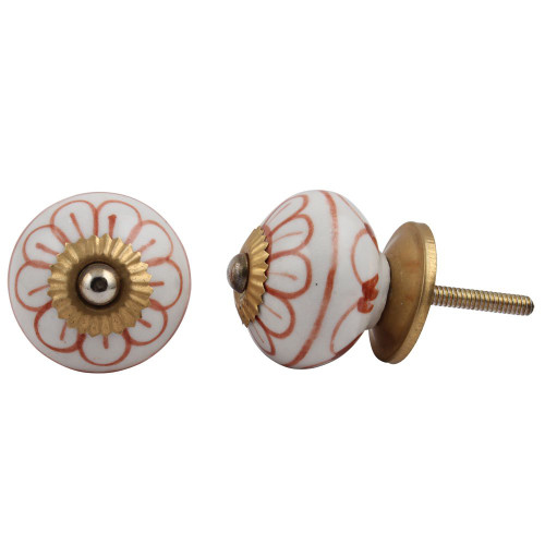 Indian Shelf 20 Pieces Knobs for Dresser Drawers | Flower Vintage Dresser Knobs | Brown Bedroom Dresser Knobs and Pulls | Ceramic Cabinet Pulls With One Hole | Door Knobs | Cabinet Knobs Farmhouse