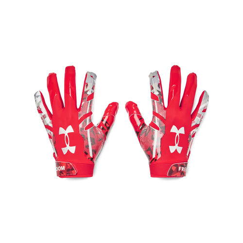 Under Armour Men's Standard F8 Novelty Football Gloves, (601) Red/Royal/Metallic Silver, Small