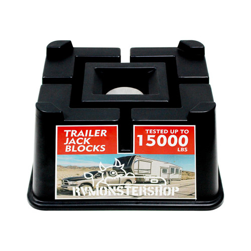 Trailer Jack Block, RV Camper Blocks for Travel Trailer 5th Wheels, Up to 15,000 lbs, Use for Any Tongue Jack, Post, Foot, 5th Hydraulic Jack, or Scissor Stabilizer (1)