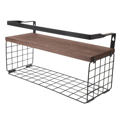 VOSAREA Wall Shelves Storage Basket Storage Shelves Wall Shelf Wall Floating Shelf Wall Mounted Floating Shelf Organizer Shelf Metal Floating Shelf Wall Hanging Wooden Satellite