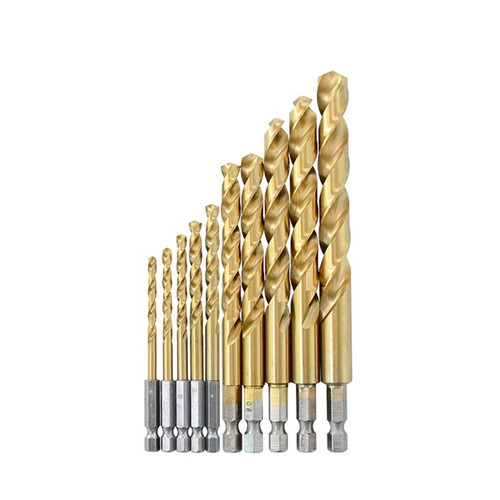 10PCS 1.5mm-13mm HSS Drill Bits Coated Twist Hex Quick Change Woodworking Metal Drill Bit (Size : 5mm 10pc)