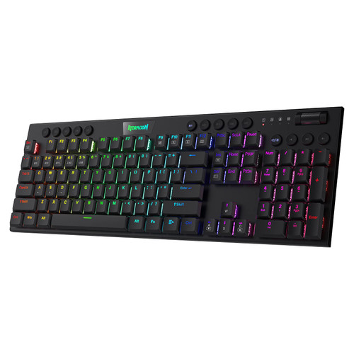 Redragon K618 Horus Wireless RGB Mechanical Keyboard, BT/2.4Ghz/Wired Tri-Mode Low Profile Gaming Keyboard w/Ultra-Thin Design, Dedicated Media Control & Linear Red Switch Redragon K618 Horus Wireless RGB Mechanical Keyboard, BT/2.4Ghz/Wired Tri-Mode Low Profile Gaming Keyboard w/Ultra-Thin Design, Dedicated Media Control & Linear Red Switch