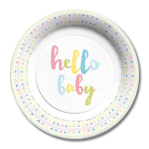 C.R. Gibson Hello Baby Disposable Plates for Baby Showers, 8 ct.