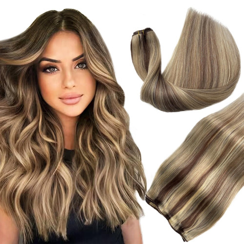 Highlight Brown Sew in Hair Bundles, Sew in Hair Extensions Real Human Hair Brown Roots Balayage Honey Blonde Human Hair Weft Extensions Weaving Hair Bundles 100G 16inch Highlight Brown Sew in Hair Bundles, Sew in Hair Extensions Real Human Hair Brown Roots Balayage Honey Blonde Human Hair Weft Extensions Weaving Hair Bundles 100G 16inch