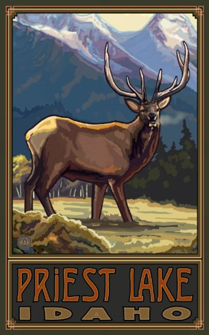Northwest Art Mall Priest Lake Idaho Elk Painting by Paul A Lanquist, 11-Inch by 17-Inch Northwest Art Mall Priest Lake Idaho Elk Painting by Paul A Lanquist, 11-Inch by 17-Inch