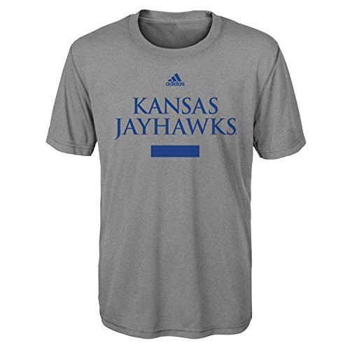 Outerstuff NCAA Kansas Jayhawks Youth Boys Sideline Chiseled Short Sleeve Tee, L(14-16), Heather Grey