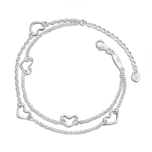 ELEGANZIA Heart Anklet for Women Sterling Silver, Minimalist Love Charm Ankle Bracelets for Girls, Adjustable Layered Heart Foot Chain Silver ELEGANZIA Heart Anklet for Women Sterling Silver, Minimalist Love Charm Ankle Bracelets for Girls, Adjustable Layered Heart Foot Chain Silver