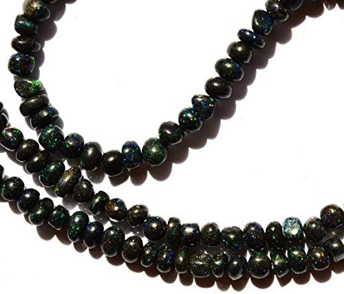 LKBEADS 1 Strand Natural Australian Matrix Black Opal 5 to 6MM Broad Smooth Unshaped Beads 17 Inch Code-HIGH-4868