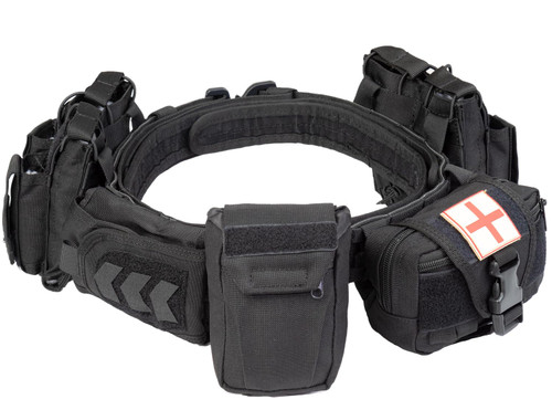 GZ XINXING Tactical Battle Belt 7 in 1 Law Enforcement Tactical Duty Belts Airsoft Utility Belt with Accessories Pouches (Black)