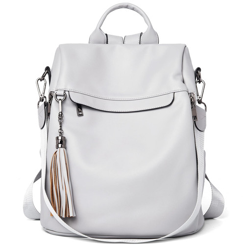 BROMEN Backpack Purse for Women Leather Anti-theft Travel Backpack Fashion Shoulder Bag Grey BROMEN Backpack Purse for Women Leather Anti-theft Travel Backpack Fashion Shoulder Bag Grey