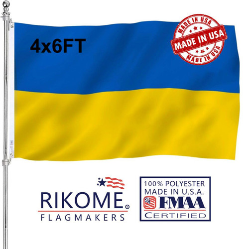 RIKOME Double Sided Ukraine Flag 4x6 Outdoor Made In USA- Heavy Duty 3Ply Polyester Ukrainian National Flags Banners with Brass Grommets
