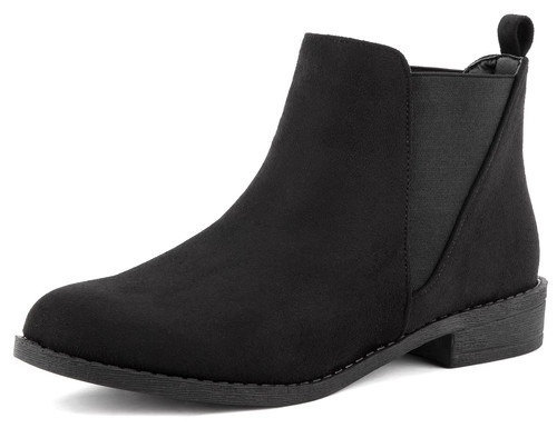 MaxMuxun Women Faux Suede Booties Comfort Classic Chelsea Ankle Boots Walking Boots Size 10 Black