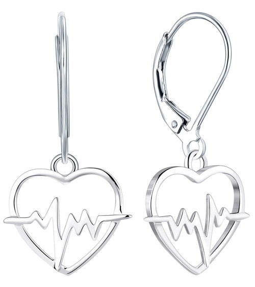 YL Heart Earrings Sterling Silver Polished Heart Dangle Drop Earrings Heartbeat Leverback Jewelry for Women YL Heart Earrings Sterling Silver Polished Heart Dangle Drop Earrings Heartbeat Leverback Jewelry for Women