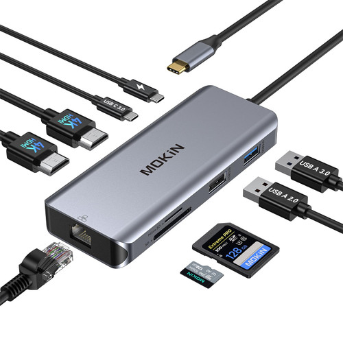 Laptop Docking Station Dual Monitor, 9 in 1 USB C Dock with 2 HDMI 4K, RJ45, 100W PD, 5Gbps USB C/USB A 3.0, USB 2.0, SD/TF Slots, USB C Hub to Dual HDMI Adapter for Dell/HP/Lenovo/Surface/MacBook Laptop Docking Station Dual Monitor, 9 in 1 USB C Dock with 2 HDMI 4K, RJ45, 100W PD, 5Gbps USB C/USB A 3.0, USB 2.0, SD/TF Slots, USB C Hub to Dual HDMI Adapter for Dell/HP/Lenovo/Surface/MacBook