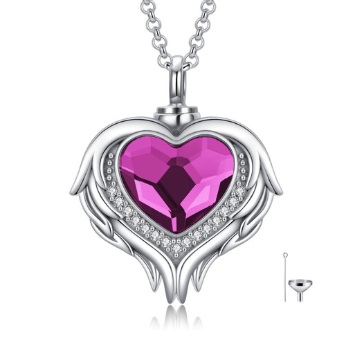 AOBOCO Angel Wing Heart Cremation Urn Necklace Holds Loved Ones Ashes Sterling Silver Heart Urn Necklace for Ashes for Women, Memorial Keepsake Cremation Jewelry Necklace AOBOCO Angel Wing Heart Cremation Urn Necklace Holds Loved Ones Ashes Sterling Silver Heart Urn Necklace for Ashes for Women, Memorial Keepsake Cremation Jewelry Necklace