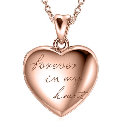 LONAGO Tree Of Life Heart Locket Necklace That Hold Pictures, Sterling Silver Family Tree Photo Locket Pendant Necklace Gift for Women Girls (C-Rose Gold Heart)