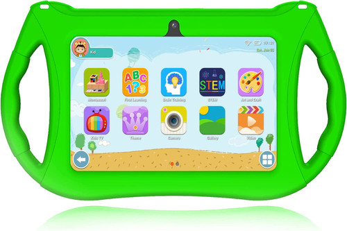 Kids Tablet, 7 inch Tablet for Kids 3GB RAM 32GB ROM, Android 11 Toddler Tablet with WiFi, Bluetooth, GMS, Dual Camera, Parental Control, Shockproof Case, Google Play for YouTube, Netflix(Green)