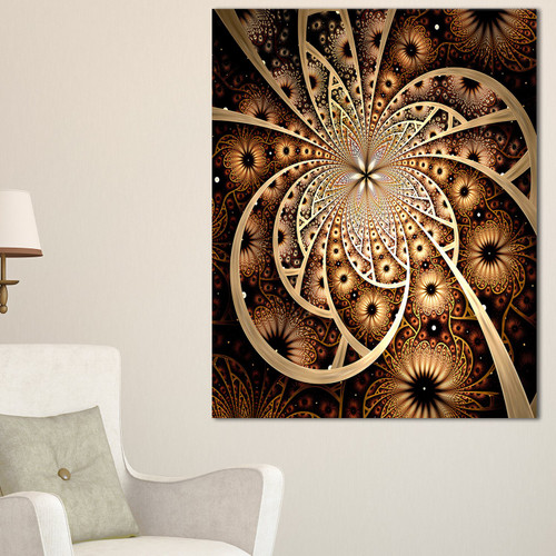 Designart PT12042-12-20 Symmetrical Brown Black Fractal Flower Modern Floral Canvas Wall Art, 20" H x 12" W x 1" D 1P Designart PT12042-12-20 Symmetrical Brown Black Fractal Flower Modern Floral Canvas Wall Art, 20" H x 12" W x 1" D 1P