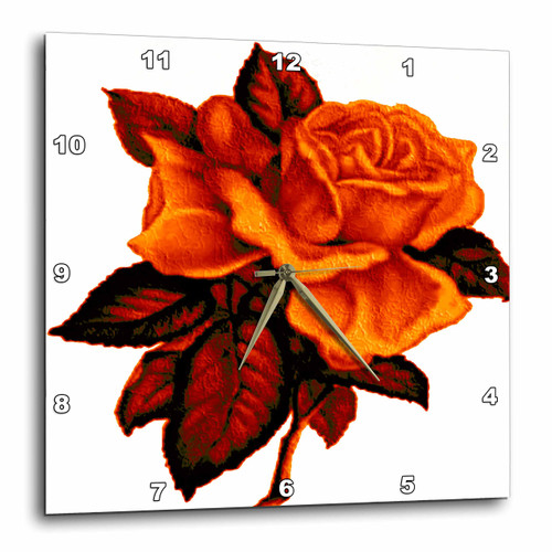 3dRose DPP_11792_1 Rose Burnt Orange Tone Wall Clock, 10 by 10"