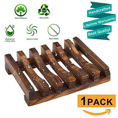Magift Home Bathroom Wooden Soap Case Holder Sink Deck Bathtub Shower Dish Rectangular Hand Craft Natural Wooden Holder for Sponges, Scrubber, Soap (1pack)