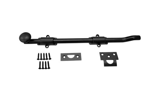 QCAA Solid Brass Ducth Door Bolt with Offset, Heavy Duty, 12", Matte Black, 1 Pack, Made in Taiwan