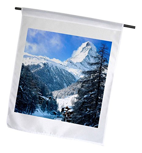 3dRose Matterhorn Looms Over Town of Zermatt, Switzerland - Garden Flag, 12 by 18"