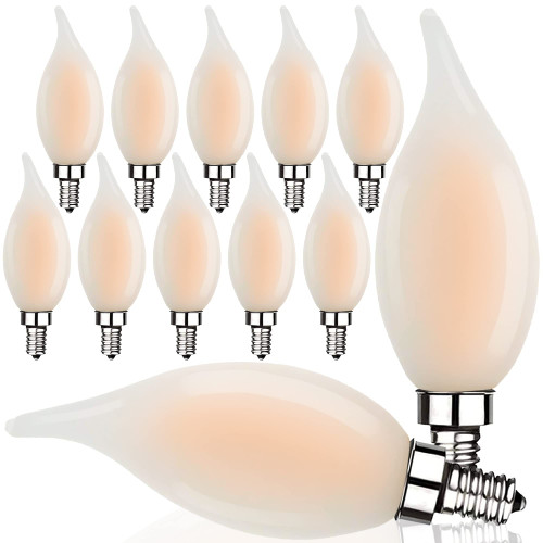 Xtricity LED 6W Flame Tip Frosted E12 Candelabra Bulb 60 watt Equivalent, 500 Lumens, 3000K Soft White, Dimmable, 120V, E12 Candelabra Base Bulbs, Energy Star, (12 Pack)