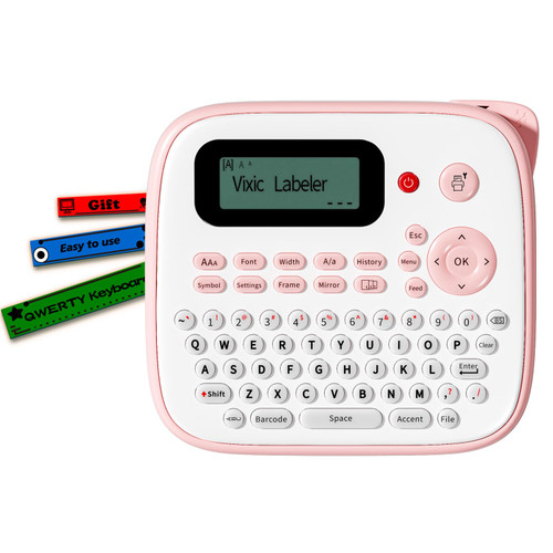 Vixic Portable Label Maker - QWERTY Keyboard Label Makers D210S, One-Touch Keys, Easy-to-Use, Powered by Type-C, Handheld Labeler with Label Maker Refill for Home Office School Organization