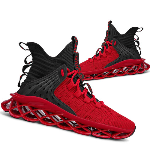 Hello MrLin Men's Running Shoes Non Slip Athletic Tennis Walking Blade Type Sneakers Hip Hop Red/Black