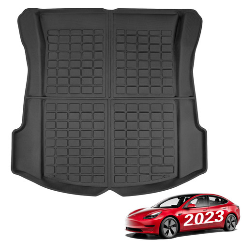 BASENOR Tesla Model 3 Trunk Mat All-Protection Cargo Mat Heavy Duty Rear Trunk Liner for Tesla Model 3 2016-2023 GEN 2